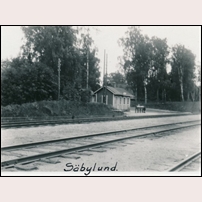 Säbylund station den 23 juli 1929. Bild från Järnvägsmuseet. Foto: Okänd. 