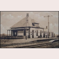 Skälderhus station, här med den gamla stavningen av namnet. Foto: Okänd. 