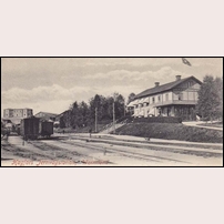 Hagfors gamla station på ett vykort från sekelskiftet 1900. Foto: Okänd. 
