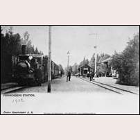 Finnmossen station omkring 1902. Vykort från Örebro Konstindustri på bild från Sveriges Järnvägsmuseum. Foto: Okänd. 