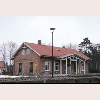 Johannishus station den 10 mars 1978. Ett välhållet stationshus i ursprungligt utförande. Foto: Bengt Gustavsson. 
