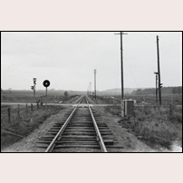 728 Tylehög 1957. Stugan låg till höger om fotografen. Bilden är tagen i västlig riktning.  Foto: Okänd vid SJ signalsektion. 