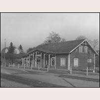 Bräkne-Hoby station på 1940-talet. Bild från Sveriges Järnvägsmuseum. Foto: Okänd. 