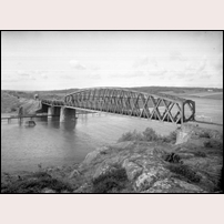 Den gamla bron över Nordre älv okänt år. Bild från Järnvägsmuseet. Foto: Okänd. 