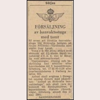554 Stråvalla, försäljningsannons i Dagens Nyheter Monday, 9 May 1960.
