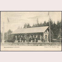 Granbergsdal gamla station 1903. Vykort K.H. Nyvelius förlag.  Foto: Okänd. 