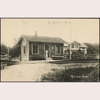 Sjömarken hållplats senast 1913. Bild från Järnvägsmuseet. Foto: Okänd. 