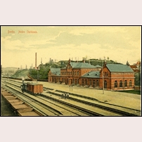 Borås Nedre station, nuvarande Borås C, okänt år. Bild av okänt vykort från Järnvägsmuseet. Foto: Okänd. 