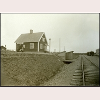 Röjnoret station omkring 1916. Bild från Järnvägsmuseet. Foto: Okänd. 