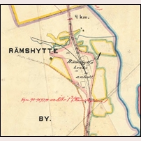 Rämshytte bruk lastplats enligt expropriationskarta upprättad 1911 - 1912. Från Lantmäteriet Historiska kartor.