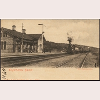 Engelholms Hamn station omkring 1898. Vykort förlag Killberg & Son, Ängelholm på bild från Järnvägsmuseet. Foto: Swen Swensson. 