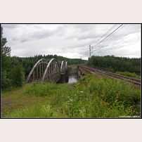 Den gamla och den nya bron över Umeälven strax söder om Vännäs den 25 augusti 2009. Foto: David Larsson. 