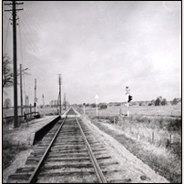 Trydeholm hållplats i november 1957. Bilden är tagen i riktning norrut. Foto: SJ Signalsektion. 