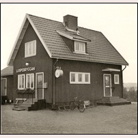 Luspebryggans nybyggda stationshus 1946. Bild från bildhäftet SJ 1946. Foto: Okänd. 