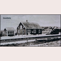 Smedberg station. Tåget är under ingång från Lysekil. Foto: Okänd. 