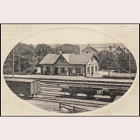 Billesholms gruva station 1914. Stationshuset har här sitt ursprungliga utseende. Foto: Okänd. 