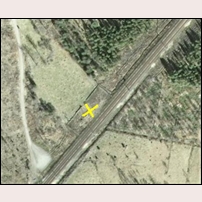 236 Verpeshult är borta sedan länge, men fortfrande syns den stenmur som omgärdar banvaktsstugans tomt mycket tydligt. Satellitbild från hitta.se. Foto: Hitta.se. 