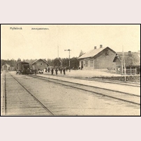 Hyltebruk station på ett vykort postgånget 1919. Foto: Okänd. 