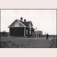 Aspeboda station okänt år. Bild från Sveriges Järnvägsmuseum. Foto: Okänd. 