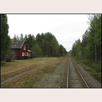 Barsele station den 25 maj 2014. Trafiken las ned 1992 och sidospåret revs 2001. Foto: Jöran Johansson. 
