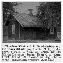 270 Sandstubbetorp 1959. Bilden är av allt att döma hämtad ur bokverket Sveriges Bebyggelse och har lagts ut på Bygdeband.se. Foto: Okänd. 