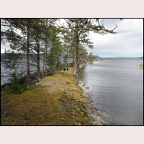 Flåsjön station den 5 juni 2015, från bangården gick ett spår ned till sjön med samma namn och ut ett par hundra meter på denna stenpir. Foto: Jöran Johansson. 