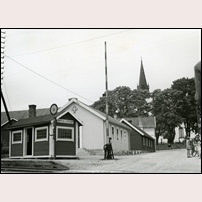 Åryds kyrkby hållplats omkring 1950. Bild från Sveriges Järnvägsmuseum. Foto: Okänd. 