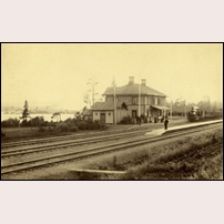 Trångsviken station omkring 1900. Bild från Sveriges Järnvägsmuseum. Foto: Okänd. 