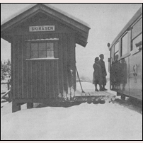 Skiråsen hållplats 1950. Bilden är hämtad ur tidningen Signalen 1950, nr 5. Foto: Thord Olsson. 