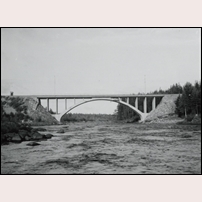 Bro över Byske älv strax söder om Myrheden, en ny bro har ersatt den gamla, 1940-tal. Bild från Järnvägsmuseet. Foto: Okänd. 