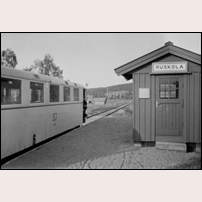 Ruskola hållplats omkring 1950. Bild från Järnvägsmuseet. Foto: Eric Lundquist. 