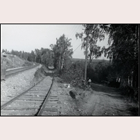 Gustavsvik, spåret ned till Flottans örlogsdepå omkring 1948. Bild från Järnvägsmuseet. Foto: Okänd. 