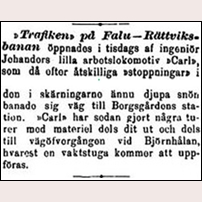 Björnhålan uppmärksammas i denna lilla notis ur Dalpilen den 12 april 1889. Foto: ---. 