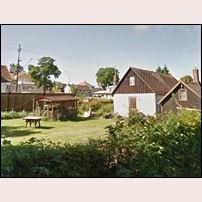 Ramlösa brunn, sannolikt f.d. banvaktsstuga. Bilden är ett utsnitt ur Googles Street View 2020.  Foto: Okänd. 