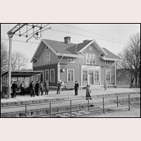 Landvetter station omkring 1950. Bild från Järnvägsmuseet. Foto: Eric Lundquist. 