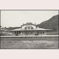 Partille station 1901, med den ursprungliga stavningen av namnet. Bild från Järnvägsmuseet. Foto: Okänd. 