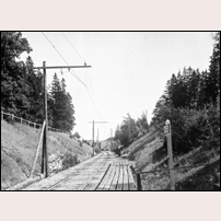 Skuggan hållplats 1905. Bilden är tagen i samband med Statens Järnvägars försök med elektrisk drift. Bild från Järnvägsmuseet. Foto: Okänd. 