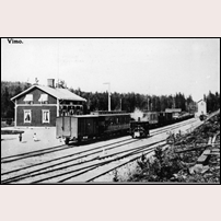 Vimo station okänt år. Bild från Järnvägsmuseet. Foto: Okänd. 