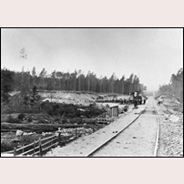 Björnhyttan station på 1870-talet. Ett kort spår ledde till en grusgrop. Bild från Järnvägsmuseet. Foto: Okänd. 