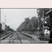 Sundsvall Esplanaden hållplats omkring 1948. Bild från Järnvägsmuseet. Foto: Okänd. 