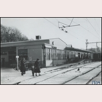 Almedal nya station omkring 1940. Bild från Järnvägsmuseet. Foto: Okänd. 