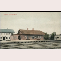 Reftele station omkring 1910. Vykort på bild från Järnvägsmuseet. Foto: Waldemar Hermansson. 