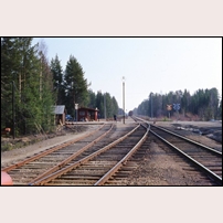 Slind 1971, förgreningspunkt mellan statsbanan Bastuträsk - Skelleftehamn och den privatägda malmbanan till Boliden. Slind var också hållplats mellan 1928 och 1969. Foto: Yngve Vikström. 