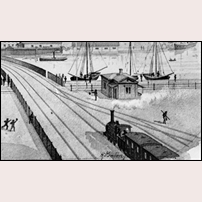 1 Stockholm på 1870-talet. Bilden är ett utsnitt ur en teckning av Hjalmar Kumlien, som var stationshusarkitekt vid Statens Järnvägars arkitektkontor.