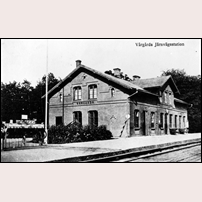 Vårgårda station, första stationshsuet, okänt år. Bild från Alingsås museum. Foto: Okänd. 