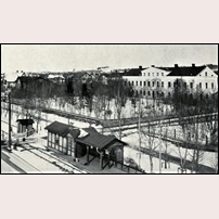 Östersund Västra hållplats okänt år på 1890-talet. Bild från Järnvägsmuseet. Foto: Okänd. 