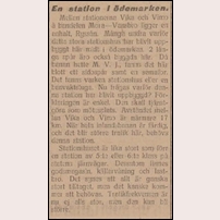 Ryssån station, stationens dimensioner gav upphov till denna notis i tidningen Dalpilen den 9 augusti 1921.