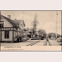 Stora Hultrum station okänt år. Vykort förlag C. Bååths Pappershandel, Huskvarna Foto: Okänd. 
