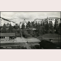 Öbacka hållplats omkring 1946. Okänt vykort på bild från Järnvägsmuseet. Foto: Okänd. 
