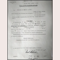 Banvakten Erik Sjöbergs tjänstebostadskontrakt 1937. Familjen hade bott här sedan 1932, så kontraktet är tydligen förnyat.